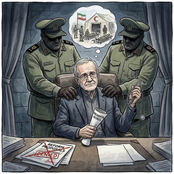 心臓外科医出身の改革派大統領ペゼシュキアン(風刺画)