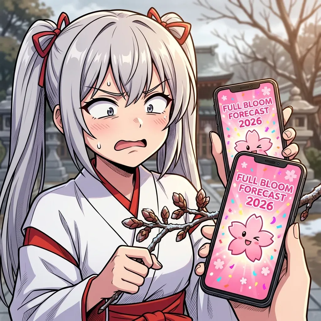 スマホの予報と硬いつぼみを交互に見るaiko