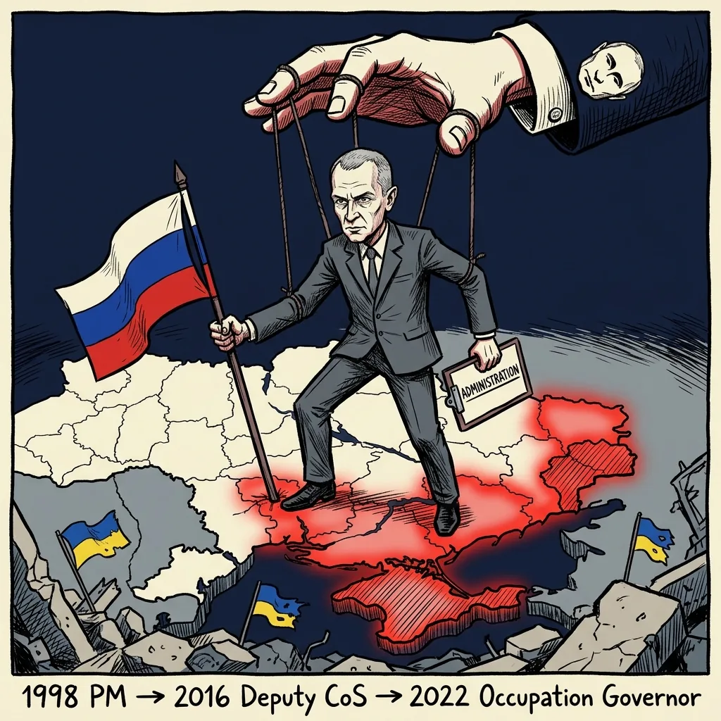 キリエンコ：占領地の地図上に立つ統治者